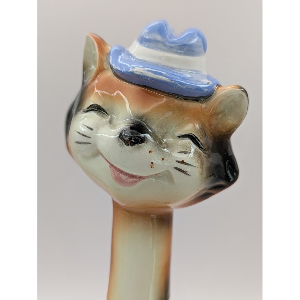 VTG 1956 Napco Tall Long‎ Neck Anthropomorphic Cat Kitten Shaker Salt Pepper - Picture 5 of 11